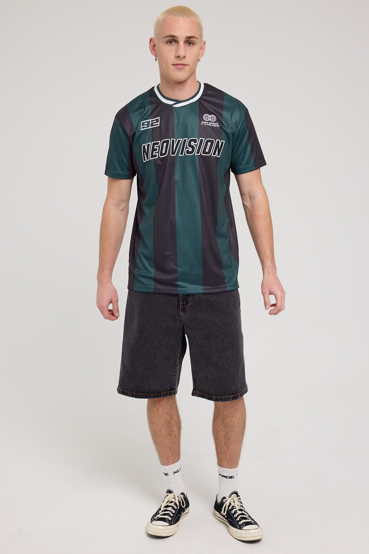 Neovision Penalty Soccer Jersey Black/Green Stripe