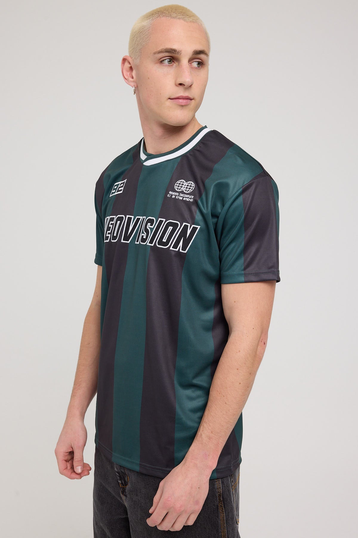 Neovision Penalty Soccer Jersey Black/Green Stripe