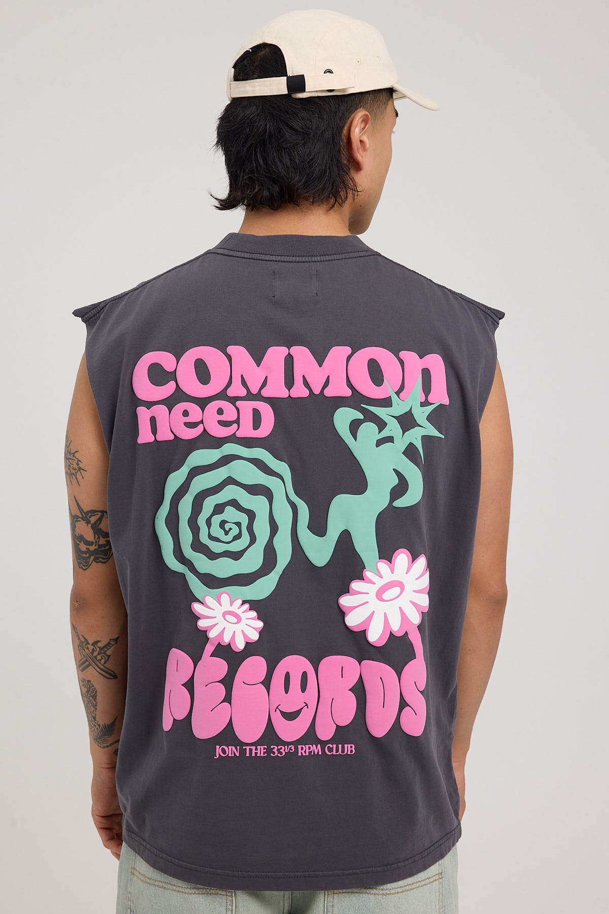 Common Need Vinyl Muscle Tank Washed Black
