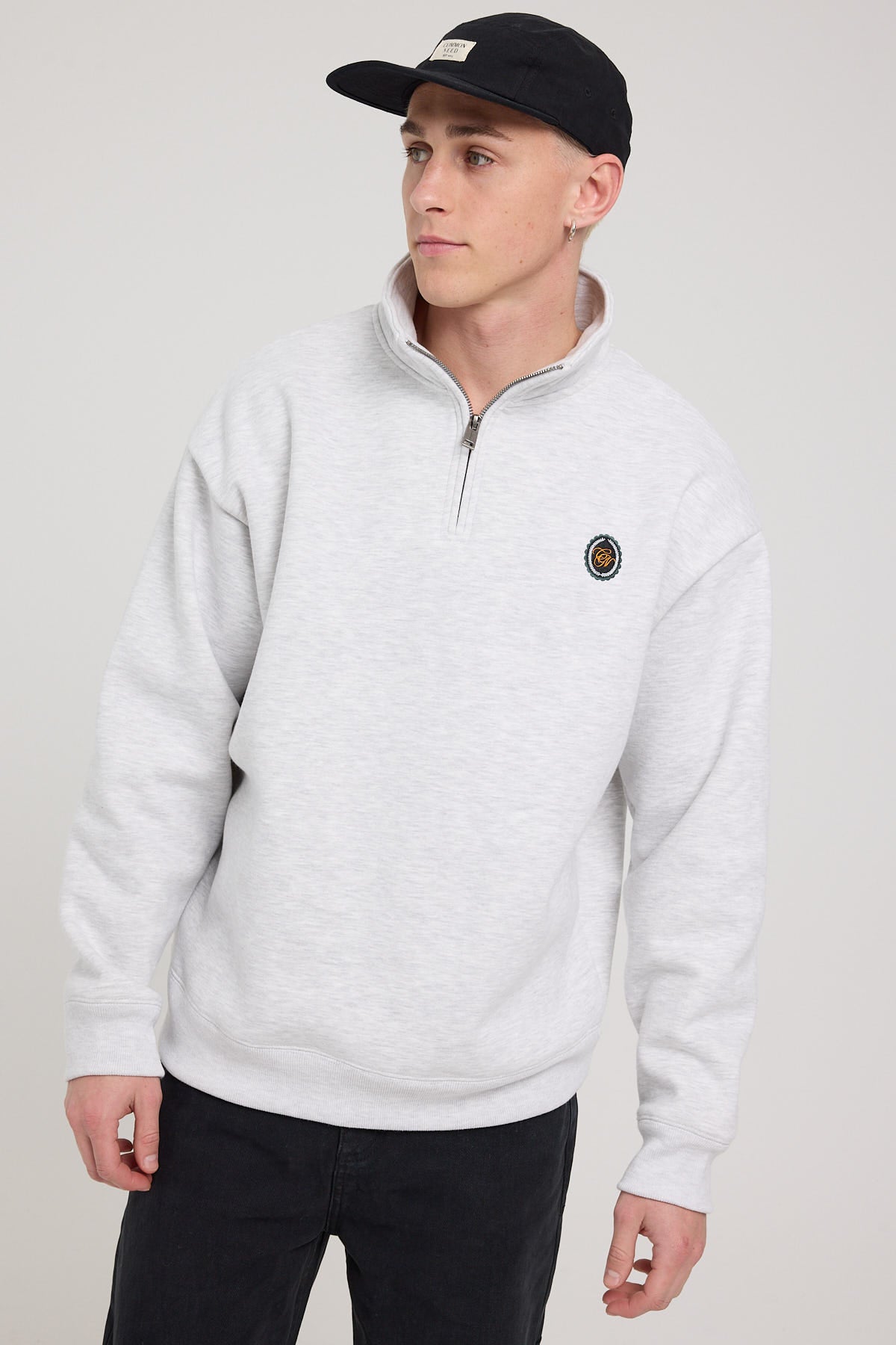 Common Need Icon Quarter Zip Sweater Snow Marle