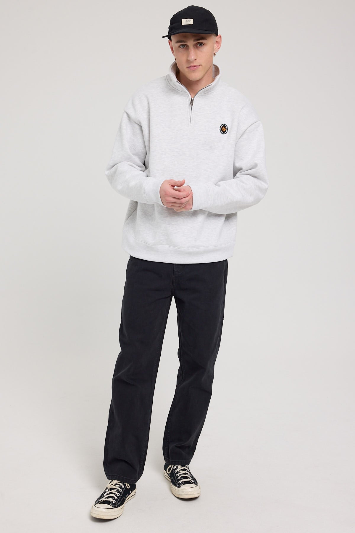 Common Need Icon Quarter Zip Sweater Snow Marle