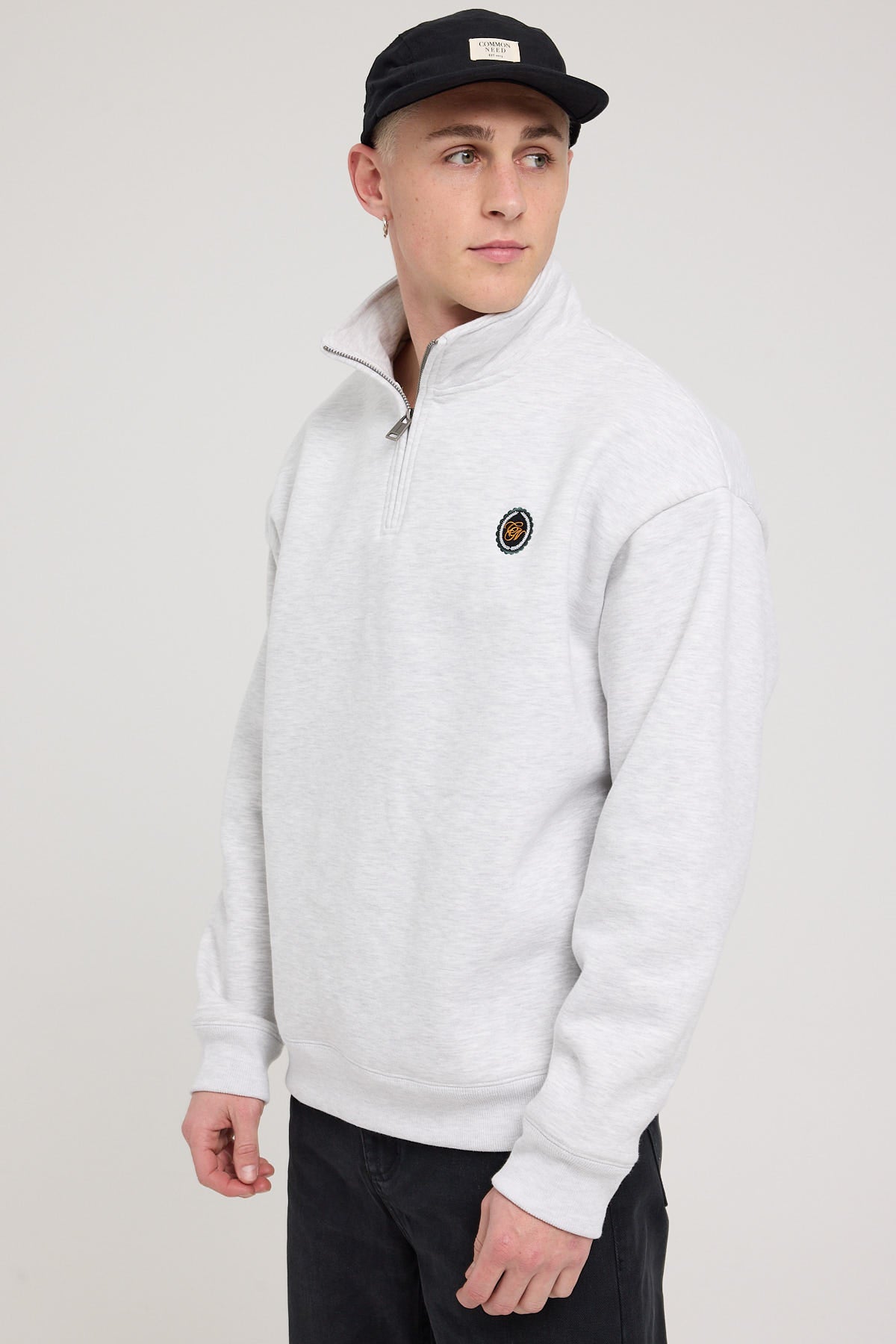 Common Need Icon Quarter Zip Sweater Snow Marle