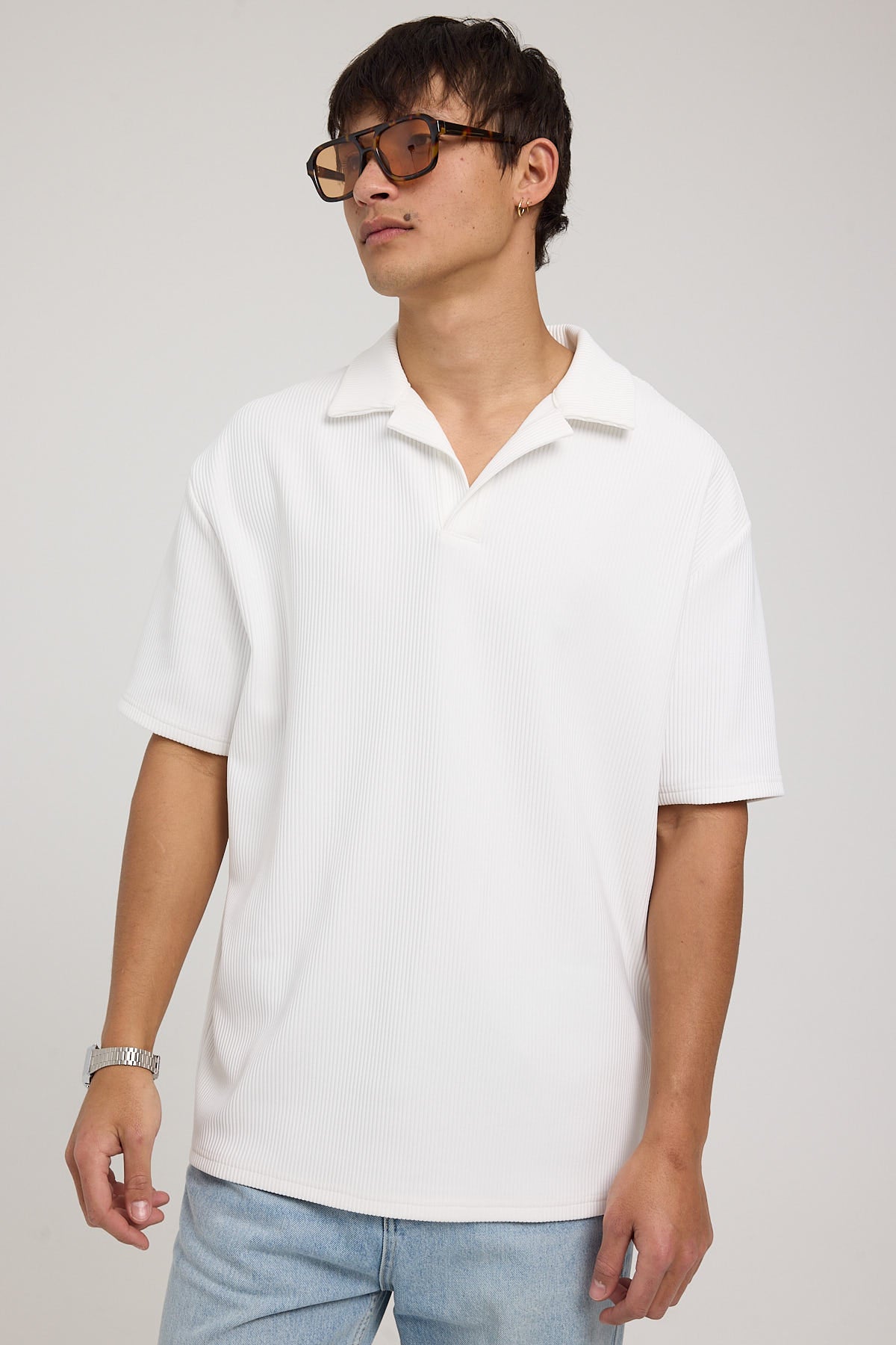 Common Need Austin Pleated Polo White