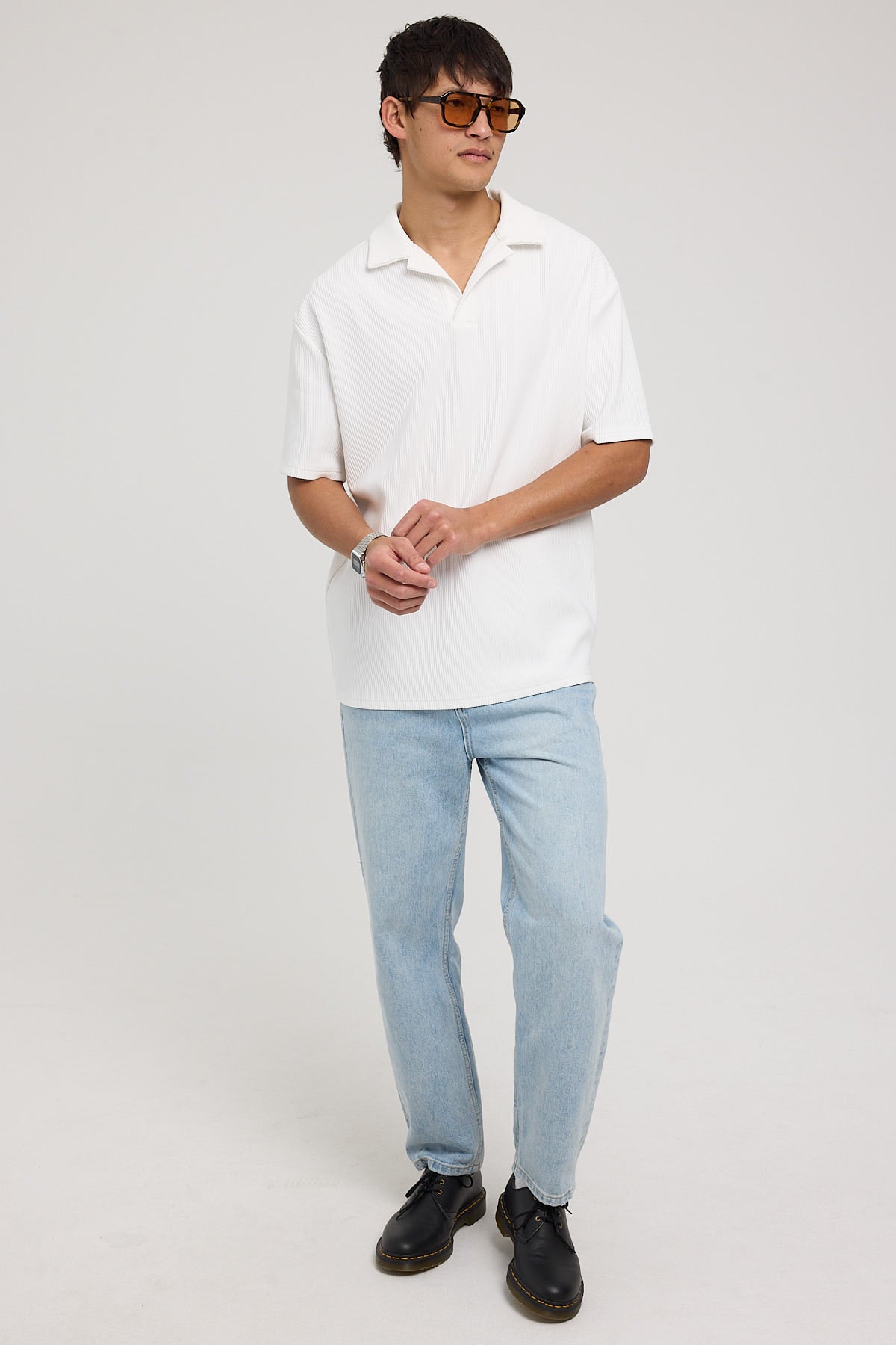 Common Need Austin Pleated Polo White