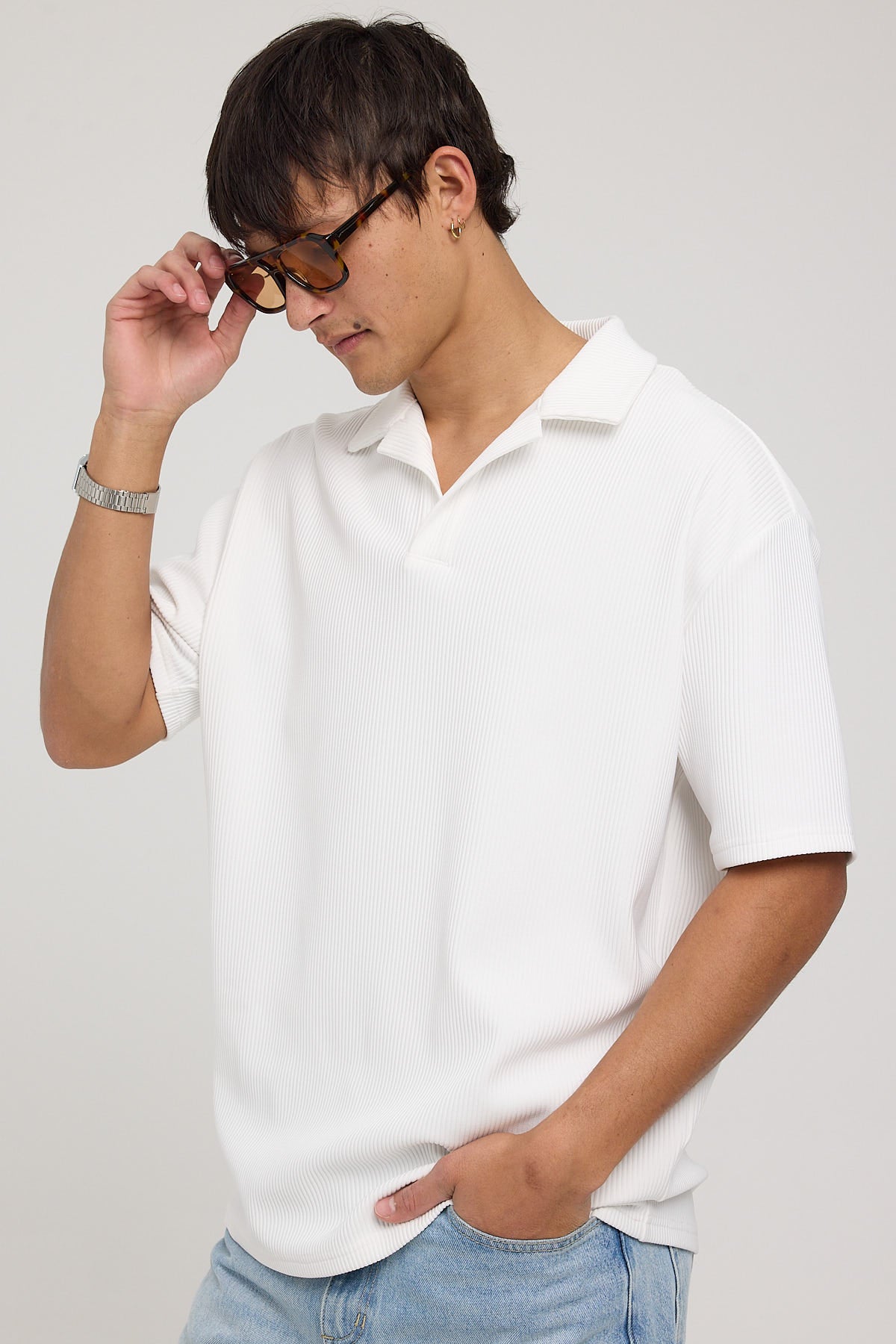 Common Need Austin Pleated Polo White