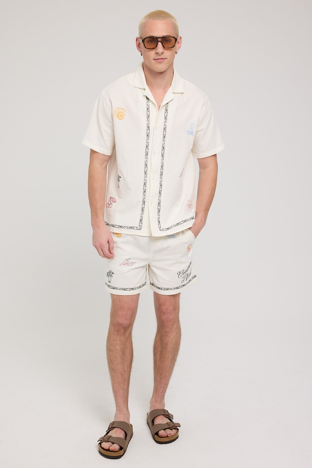 Common Need Amalfi Embroidered Short Ecru