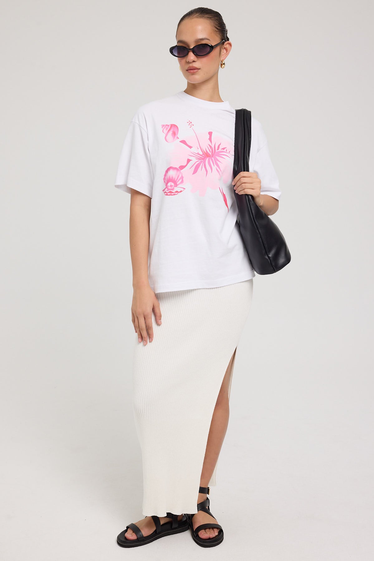 Luck & Trouble Pinku Bloom Relaxed Tee White