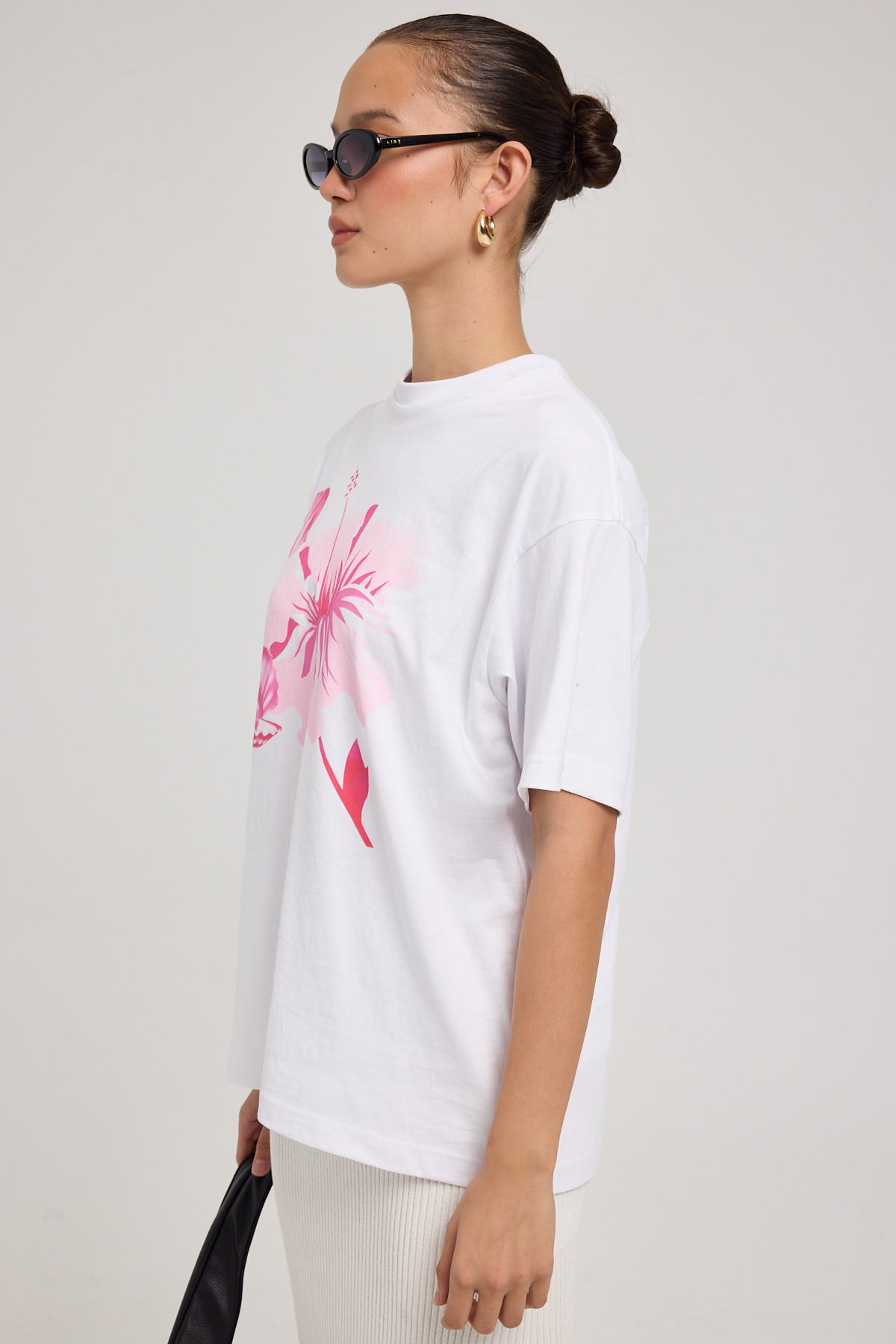 Luck & Trouble Pinku Bloom Relaxed Tee White