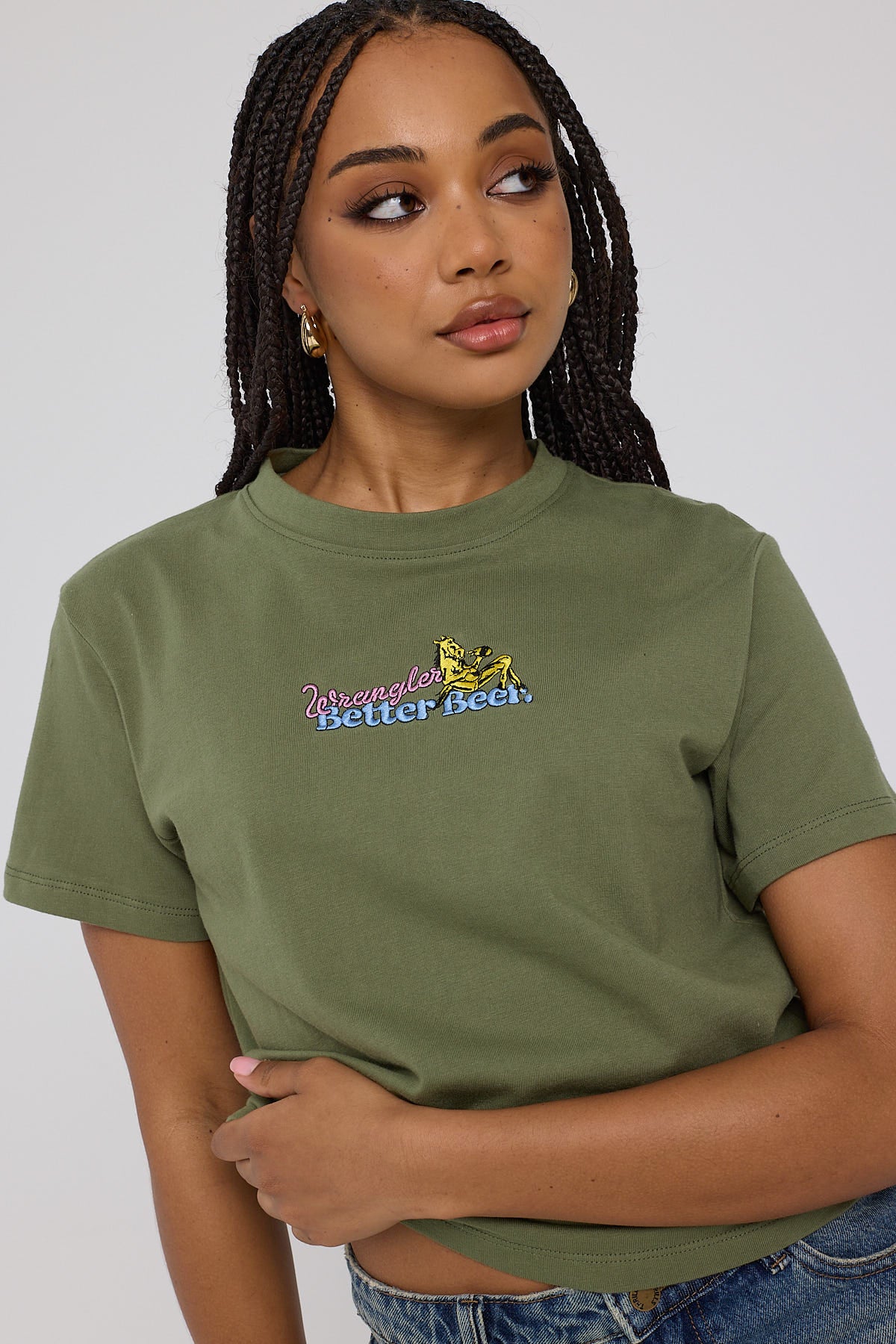 Wrangler Thirsty Shrunken Tee Moss