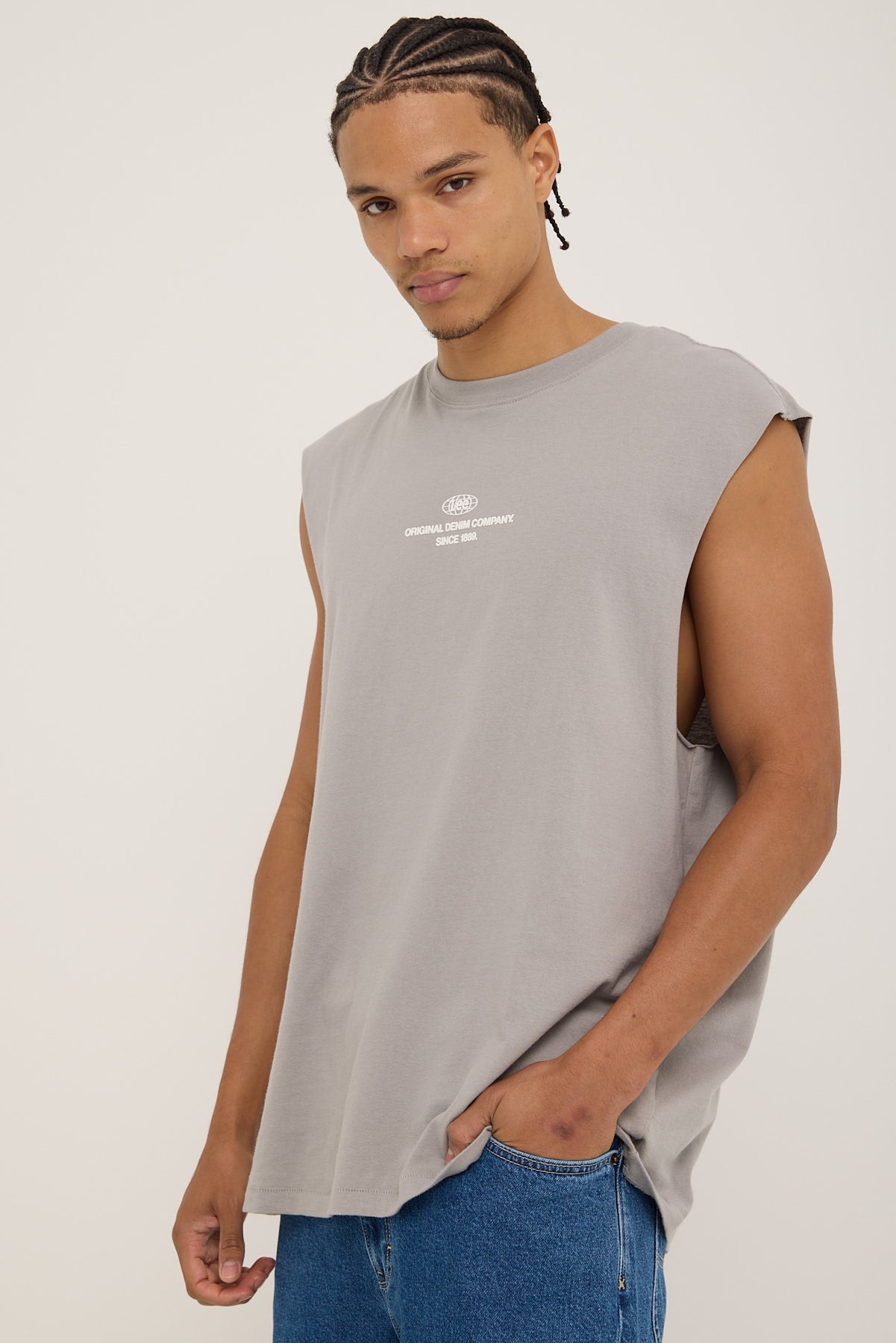 Lee Denim Co Muscle Tee Stone Steel