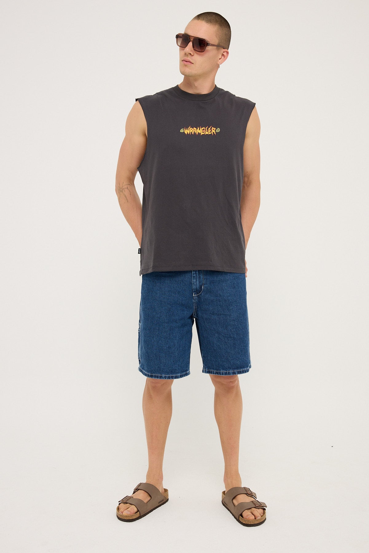 Wrangler Fossil Muscle Tee Worn Black