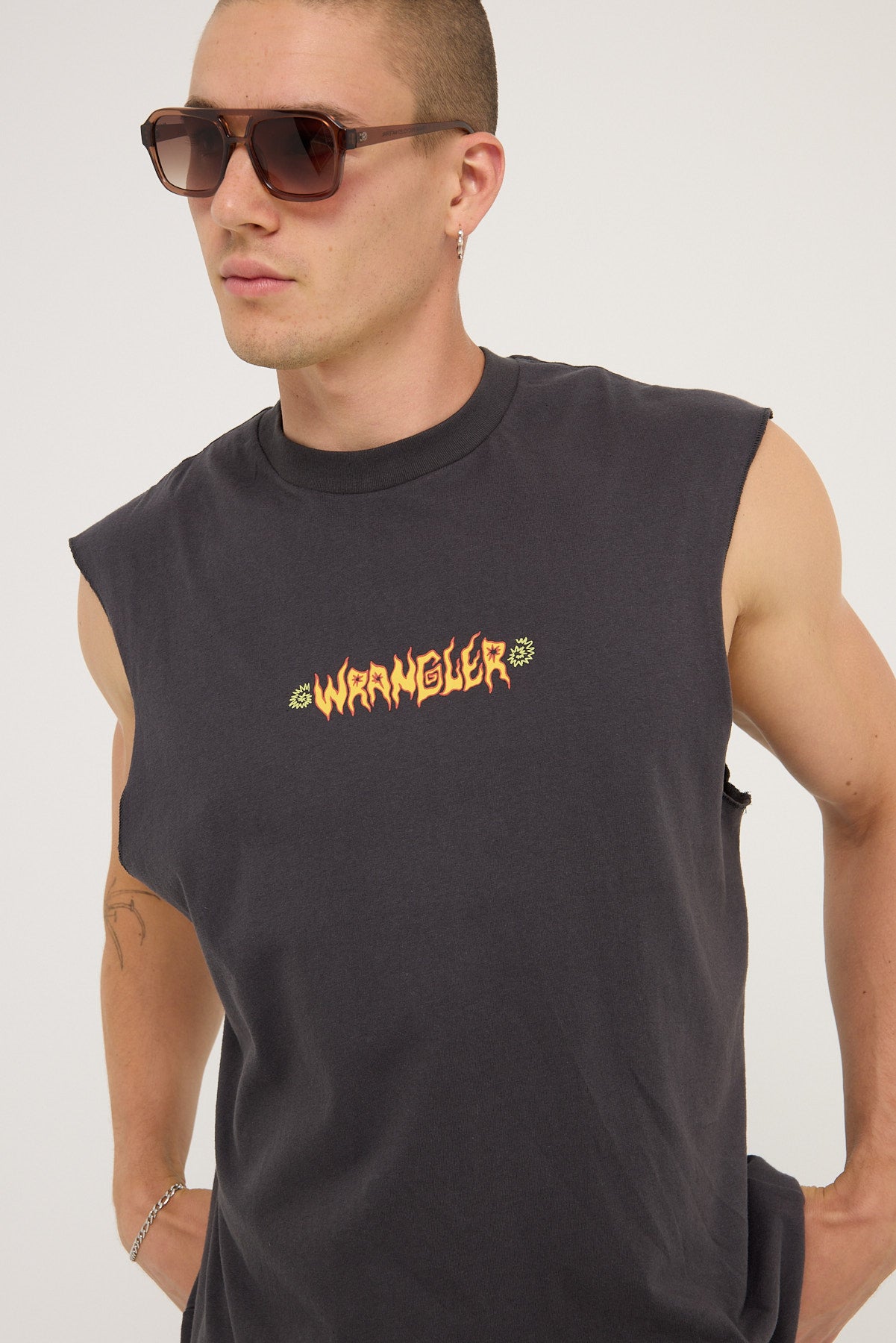 Wrangler Fossil Muscle Tee Worn Black