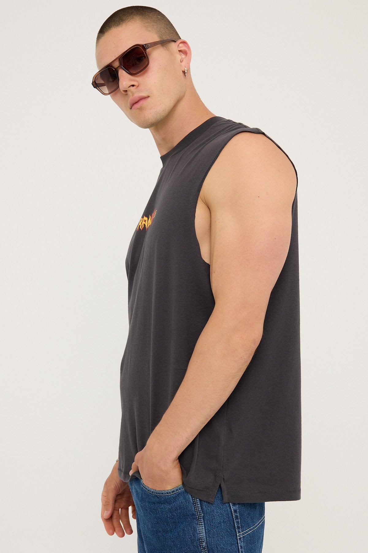 Wrangler Fossil Muscle Tee Worn Black