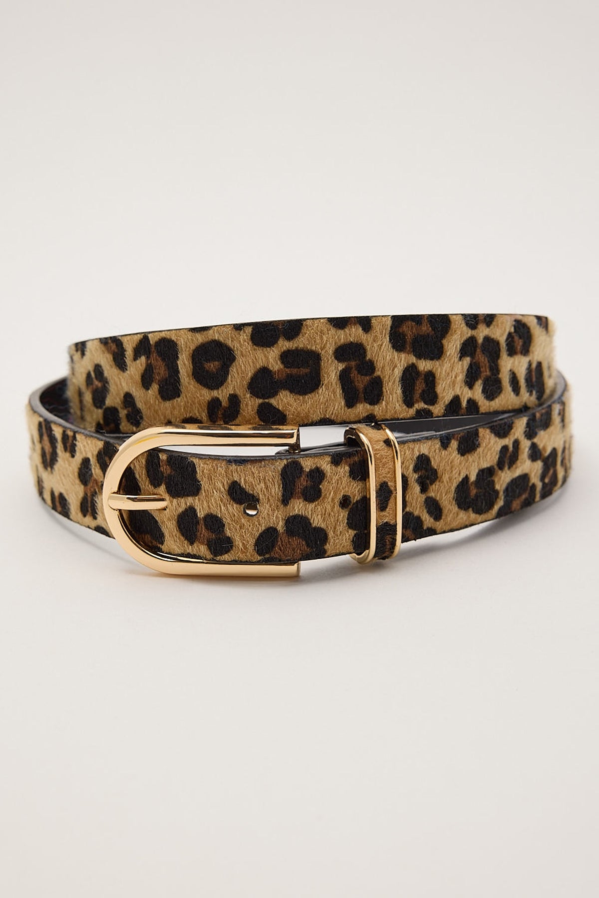 Token Faux Fur Leopard Belt Animal Print