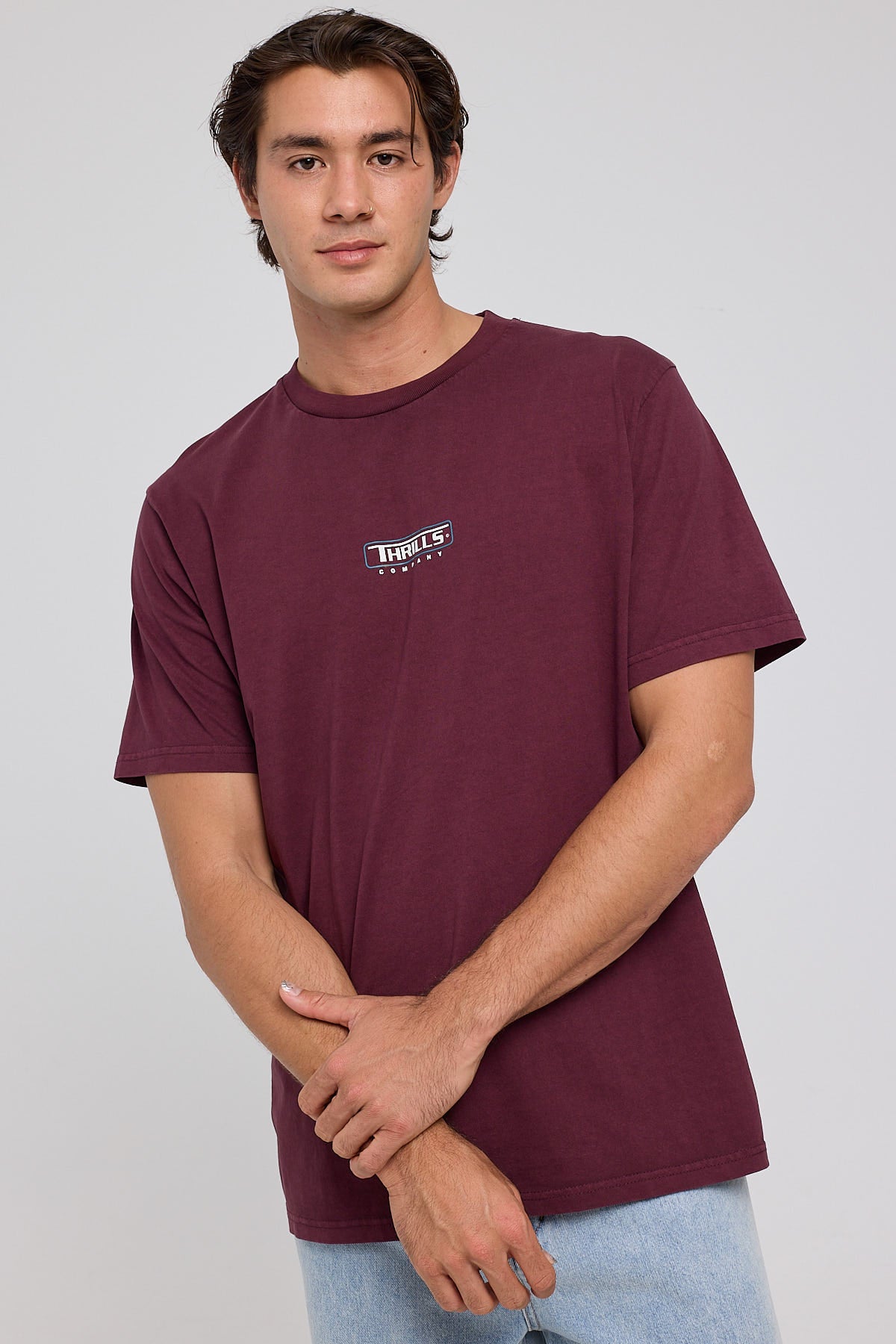 Thrills Boundary Merch Fit Tee Wine