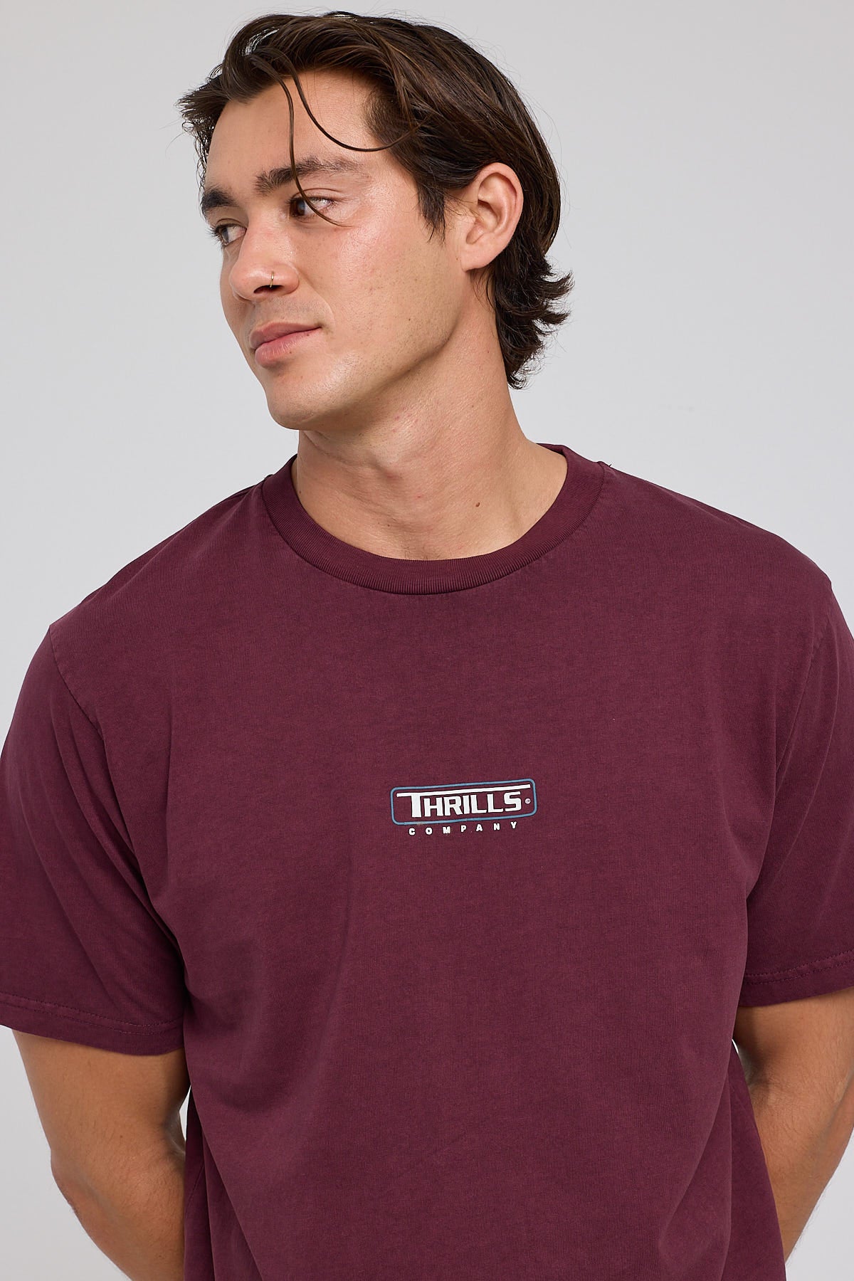 Thrills Boundary Merch Fit Tee Wine