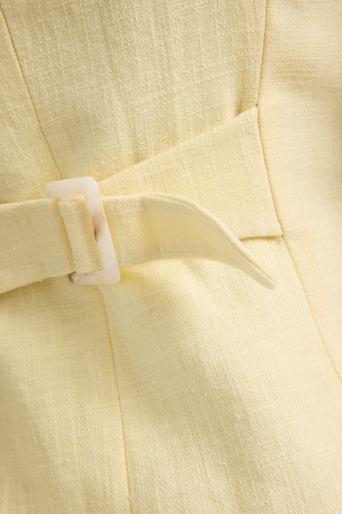 Perfect Stranger Menorca High Neck Linen Mini Dress Lemon