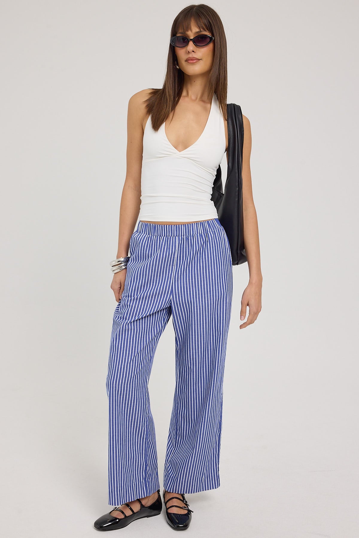 Luck & Trouble Horizon Elasticated Stripe Pant Blue Stripe