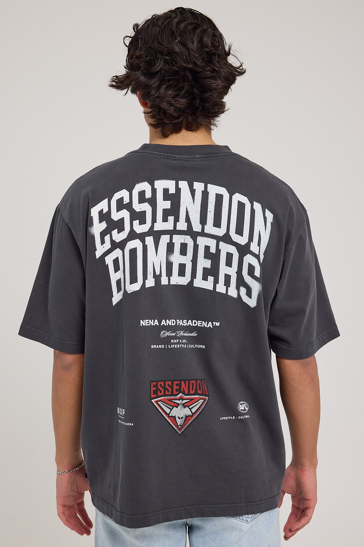 Nena & Pasadena Essendon Bombers AFL Oversize Tee Pigment Black