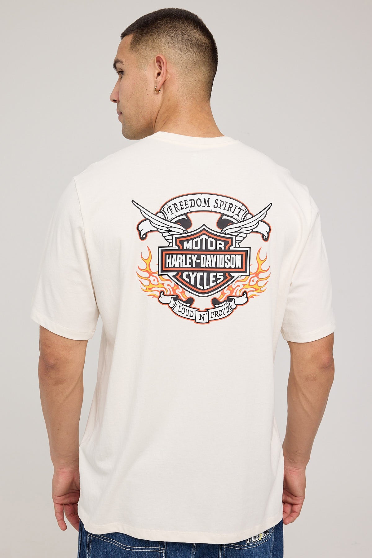 Harley-davidson SS Wings FB AJ Tee Vintage Cream