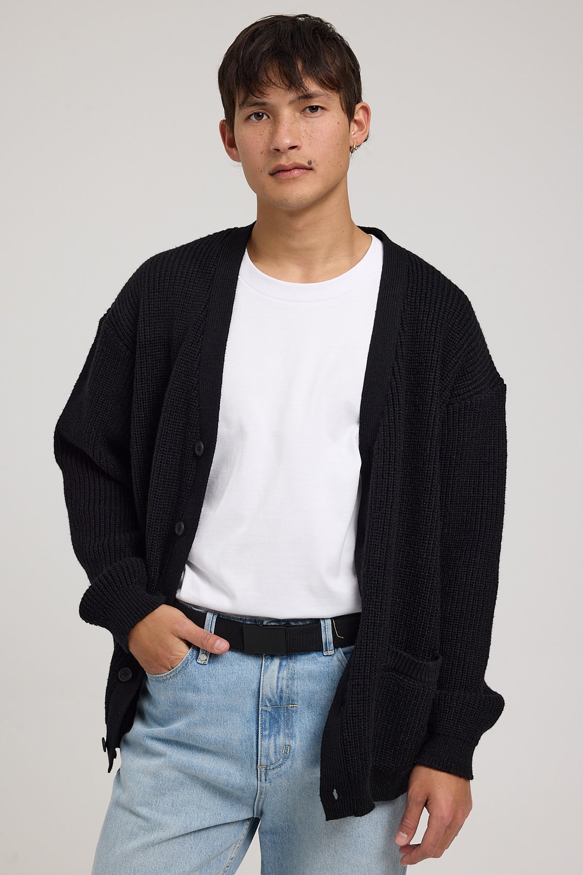 Common Need Drew Boxy Cardigan Black