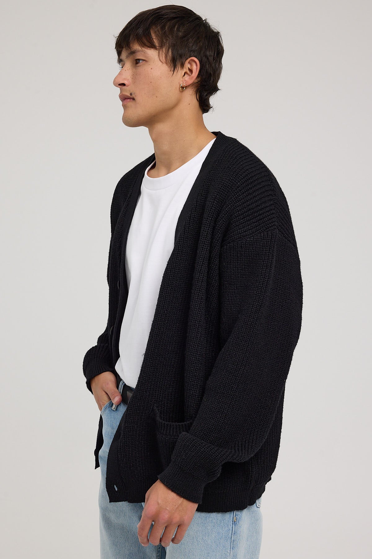 Common Need Drew Boxy Cardigan Black