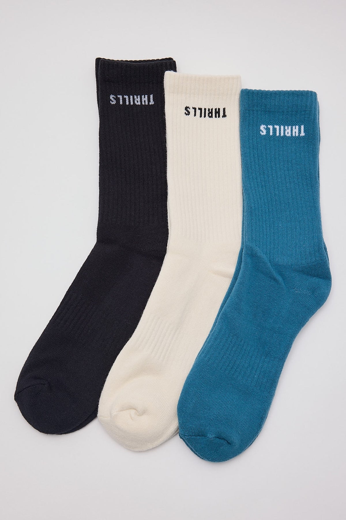 Thrills Minimal Thrills Embro 3 Pack Sock Heritage White/Black/Dark Slate