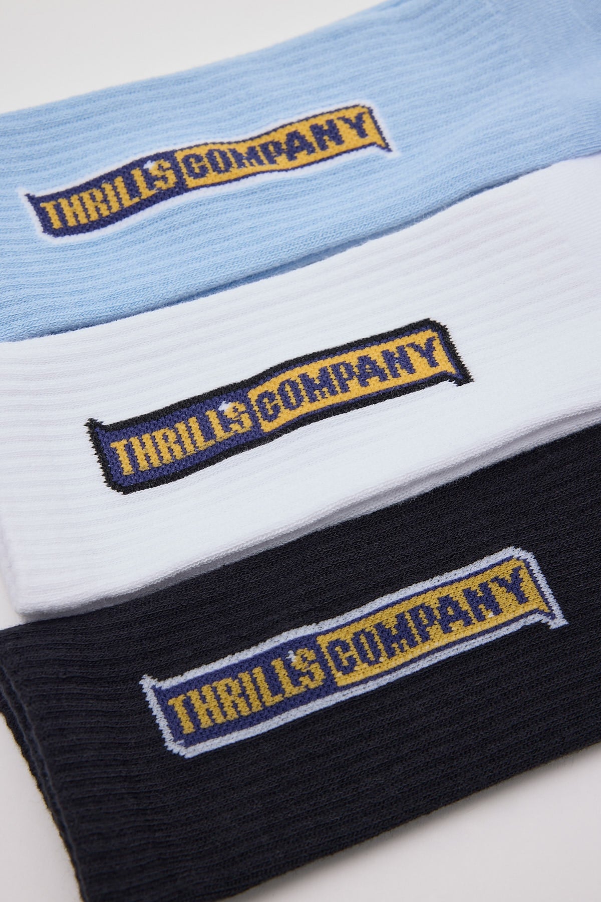 Thrills Two Sides 3 Pack Sock White/Baby Blue/Black