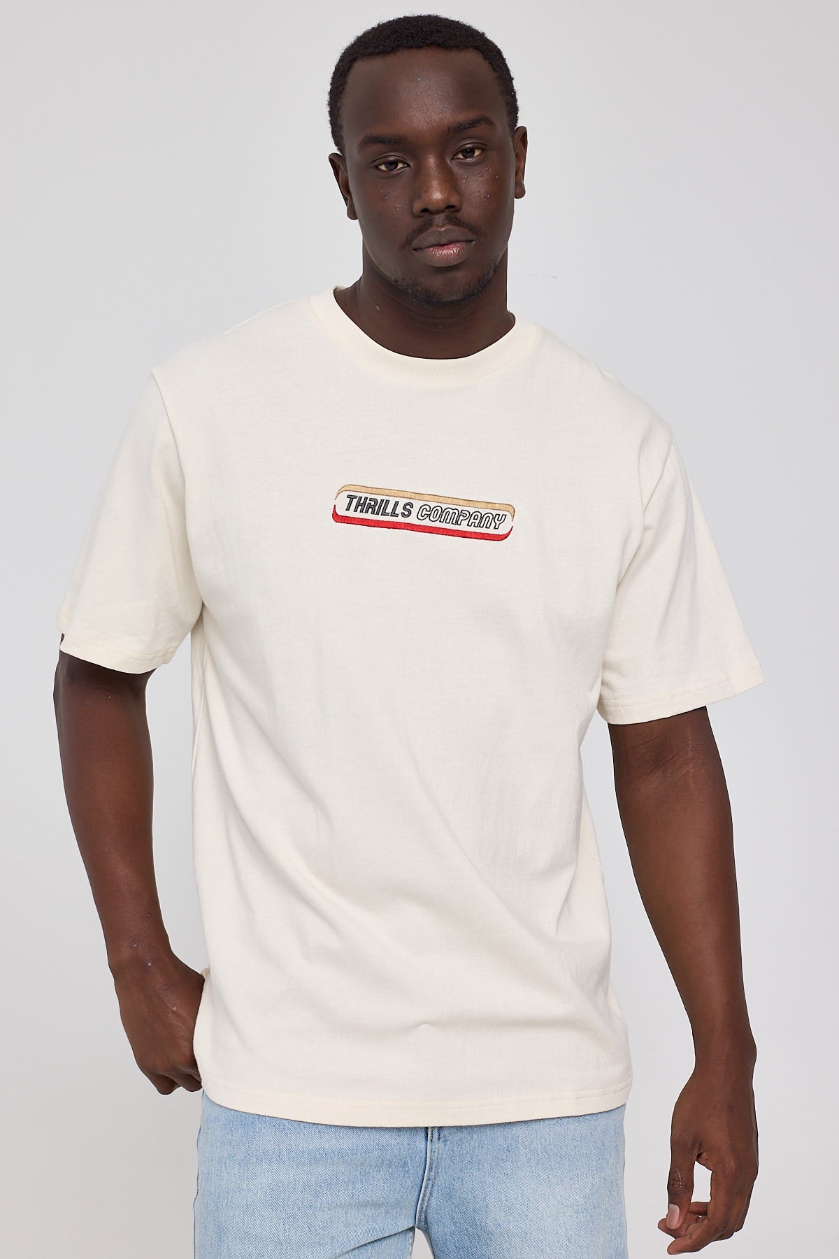 Thrills Blurr Embro Merch Fit Tee Heritage White