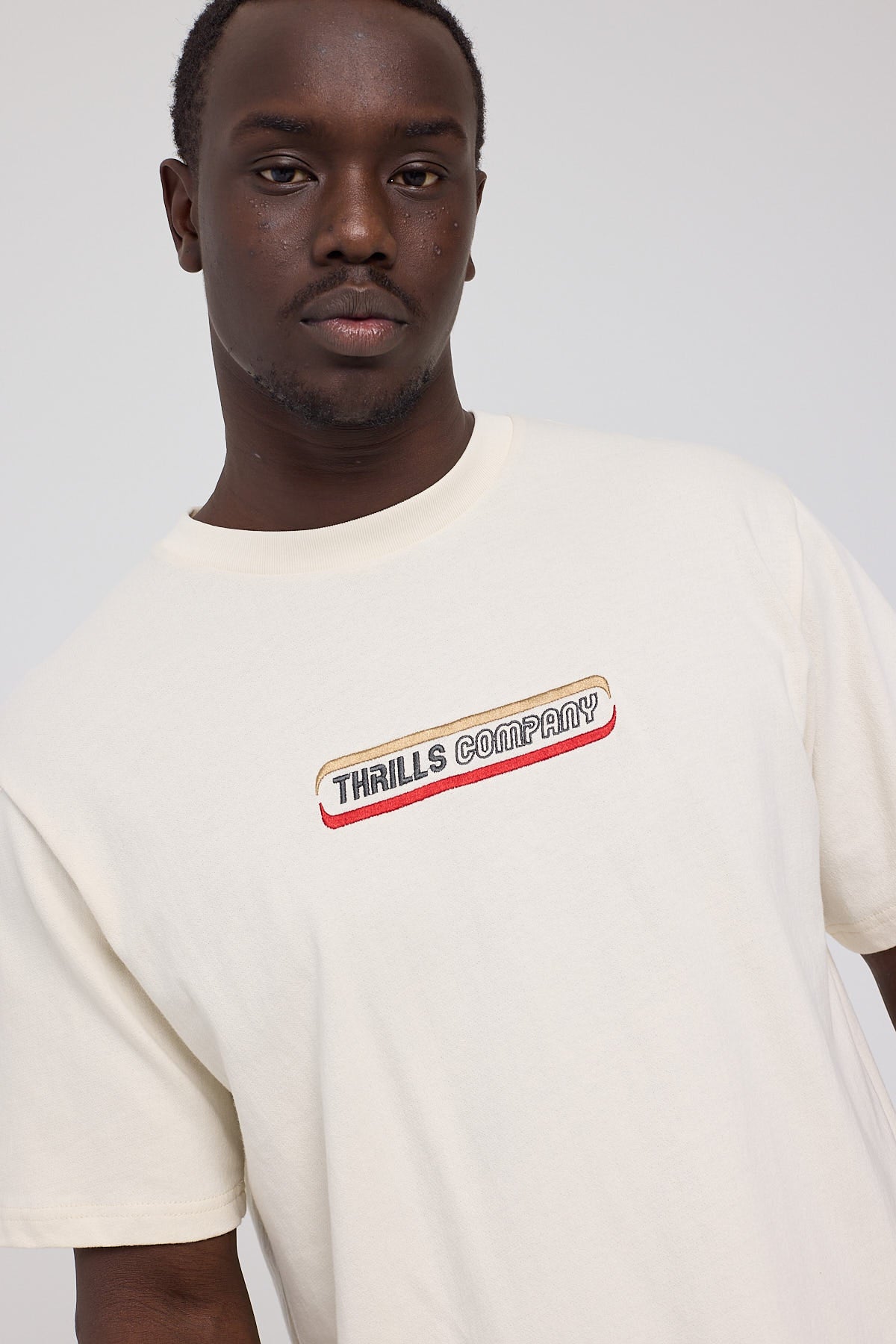 Thrills Blurr Embro Merch Fit Tee Heritage White