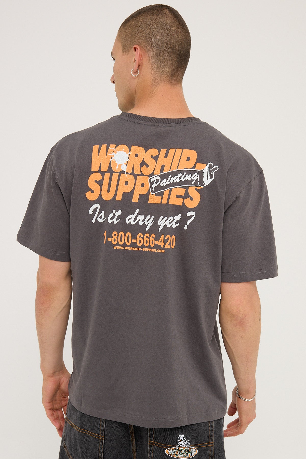 Worship Dry Paint Tee Worn Black