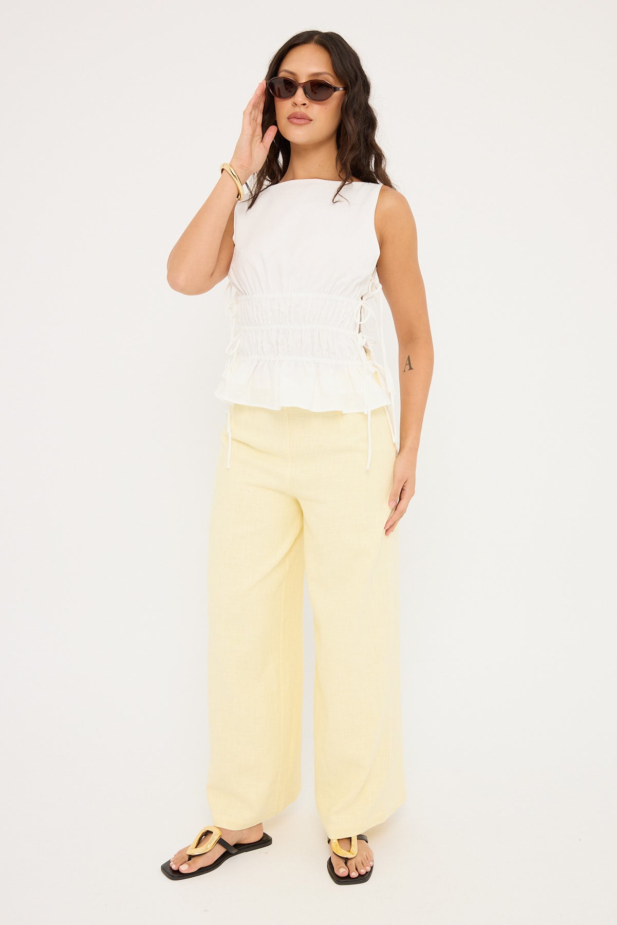 Perfect Stranger Menorca Linen Pants Lemon