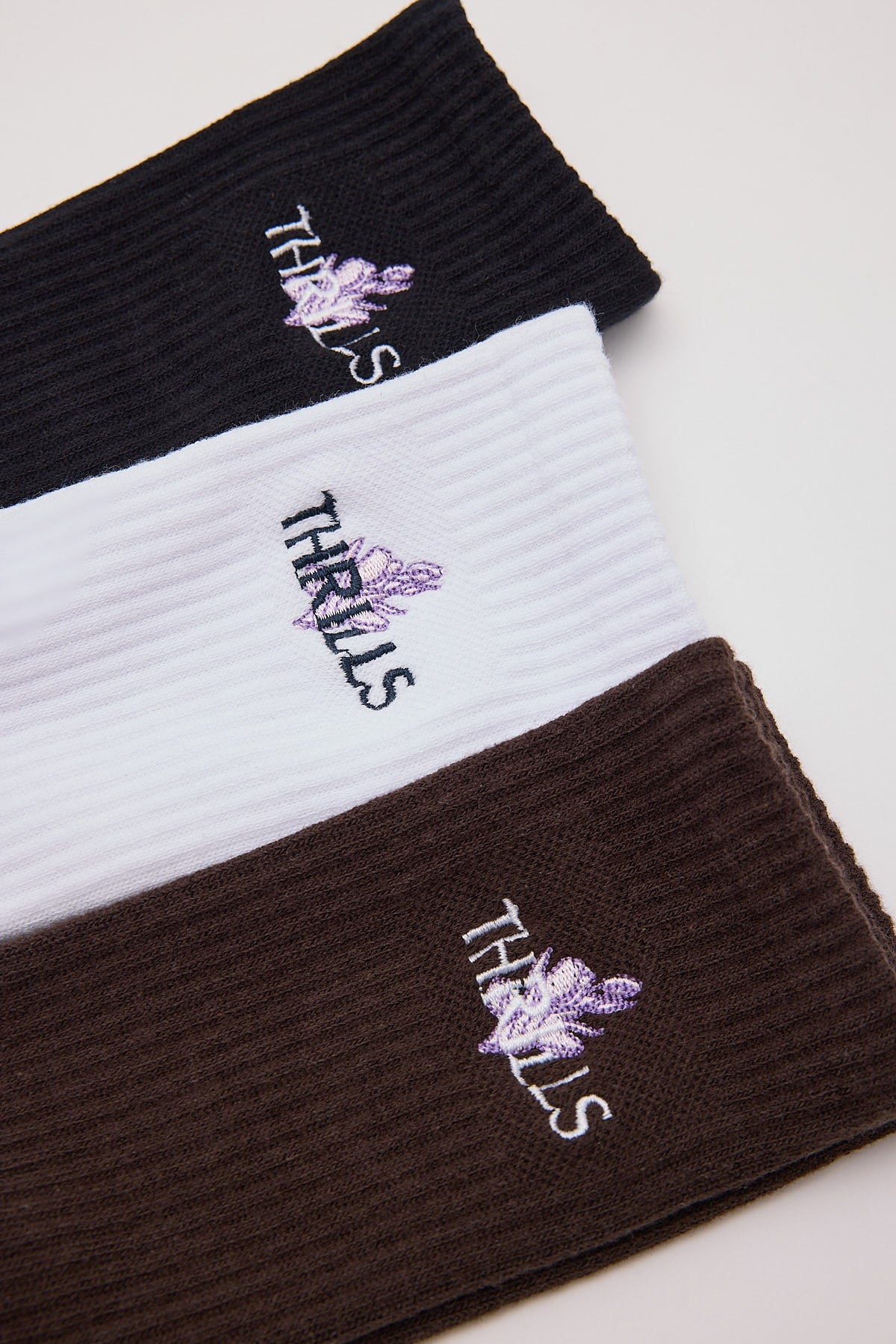 Thrills In Bloom 3 Pack Sock Black/White/Postal Brown