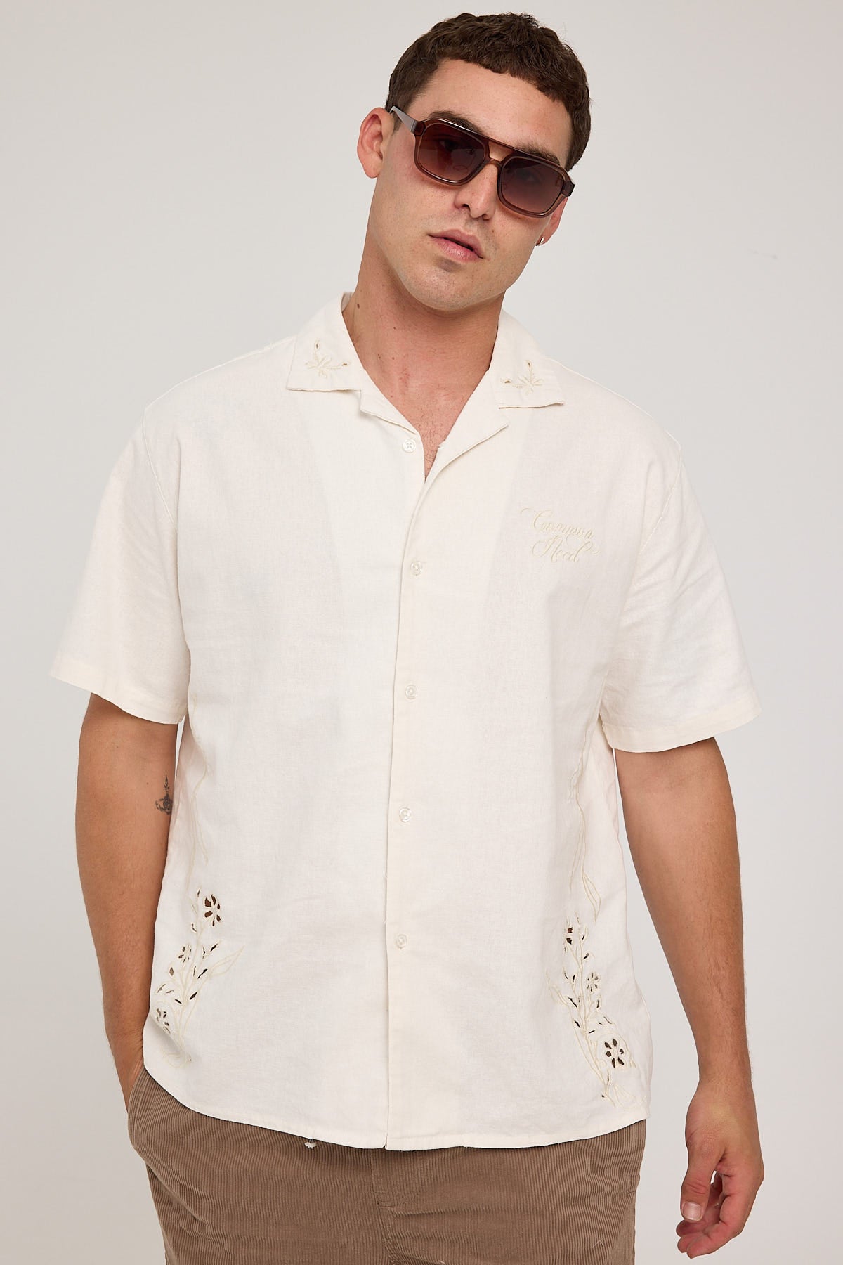 Common Need Eden Embroidered Resort Shirt Ecru