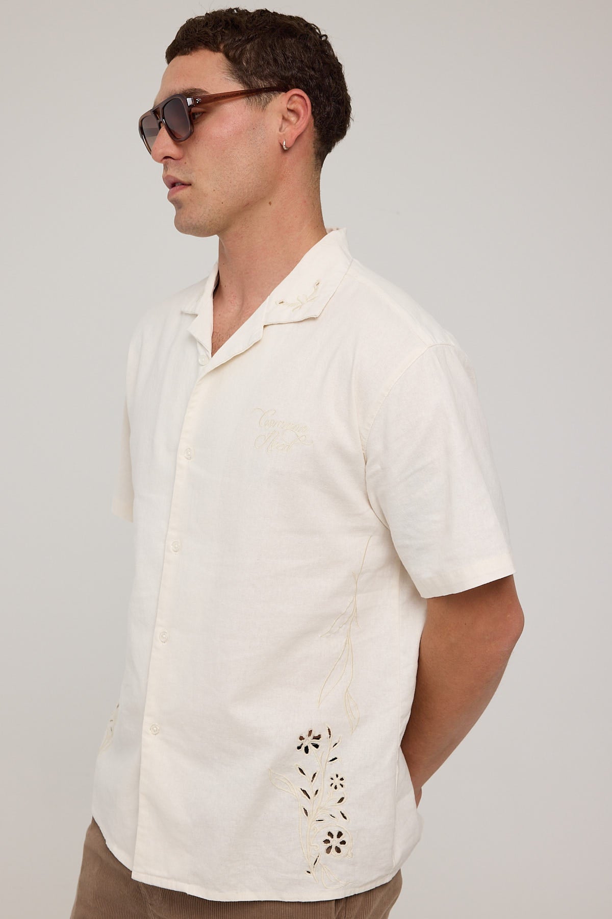 Common Need Eden Embroidered Resort Shirt Ecru