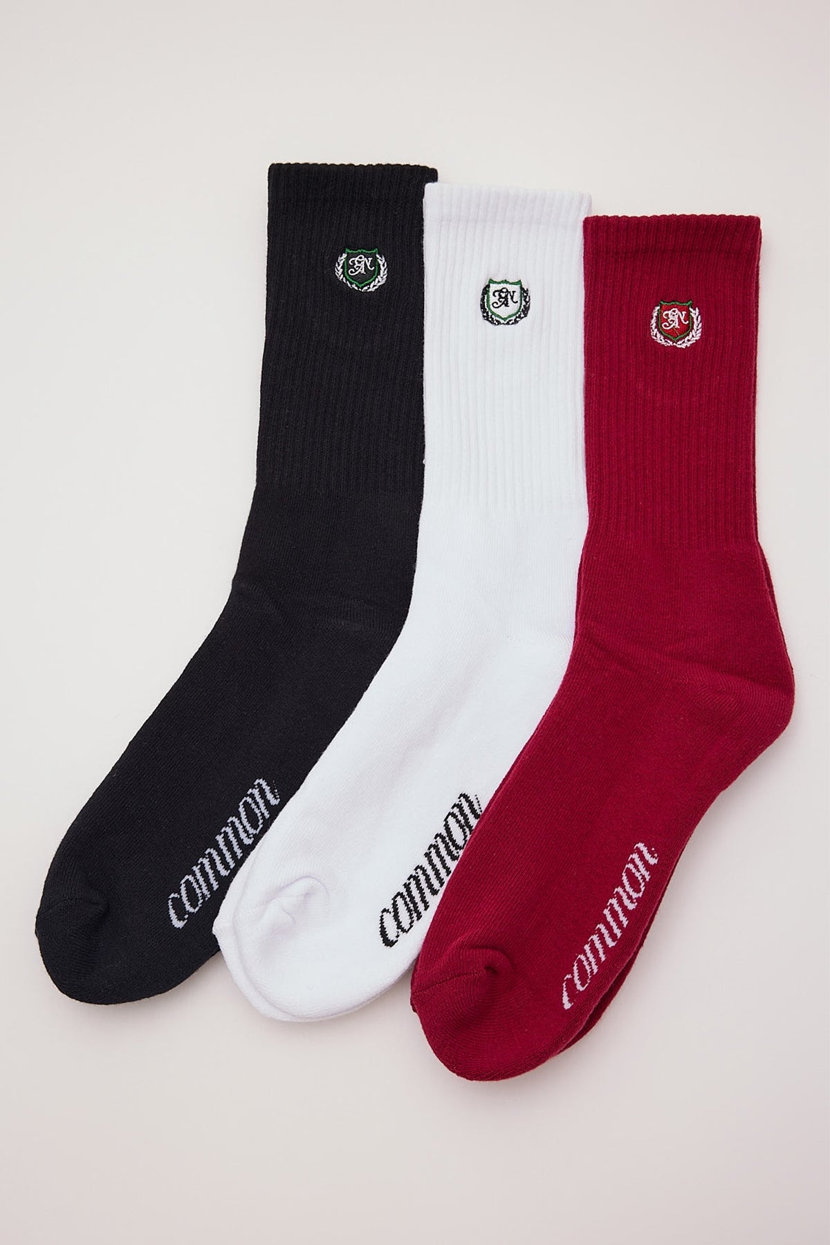 Common Need Ernest Sock 3 Pack White/Black/Bordeaux