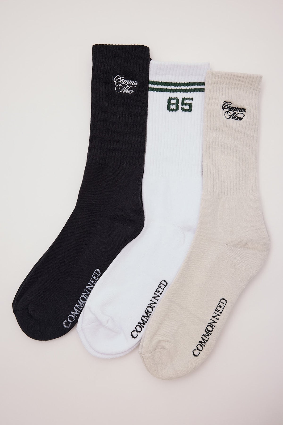 Common Need Brady Sock 3 Pack Black/White/Snow Marle