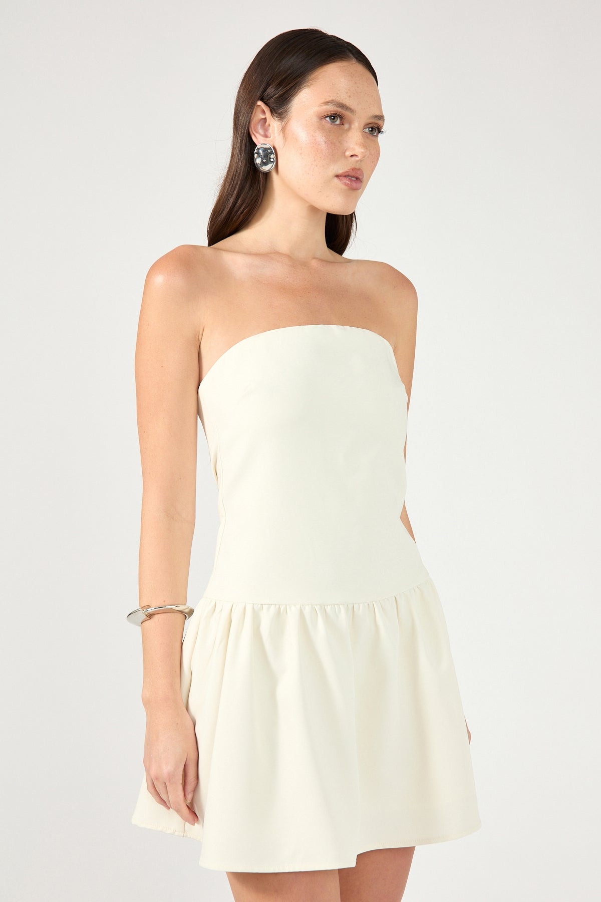 Perfect Stranger Winslet Strapless Mini Dress Cream