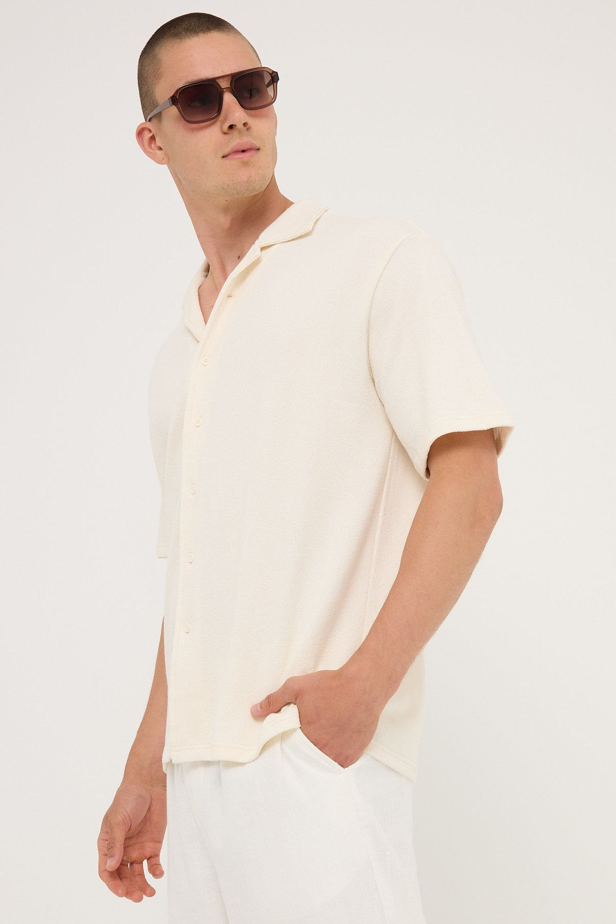 Common Need Boucle Resort Shirt Cream