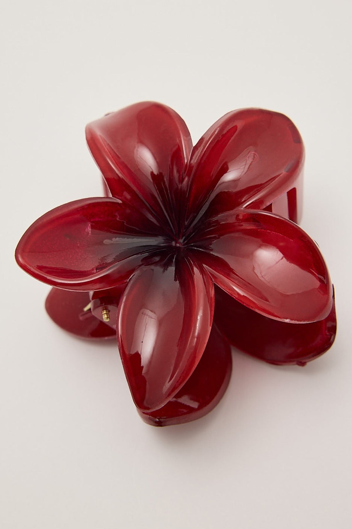 Token Frangipani Flower Hair Claw Clip Burgundy