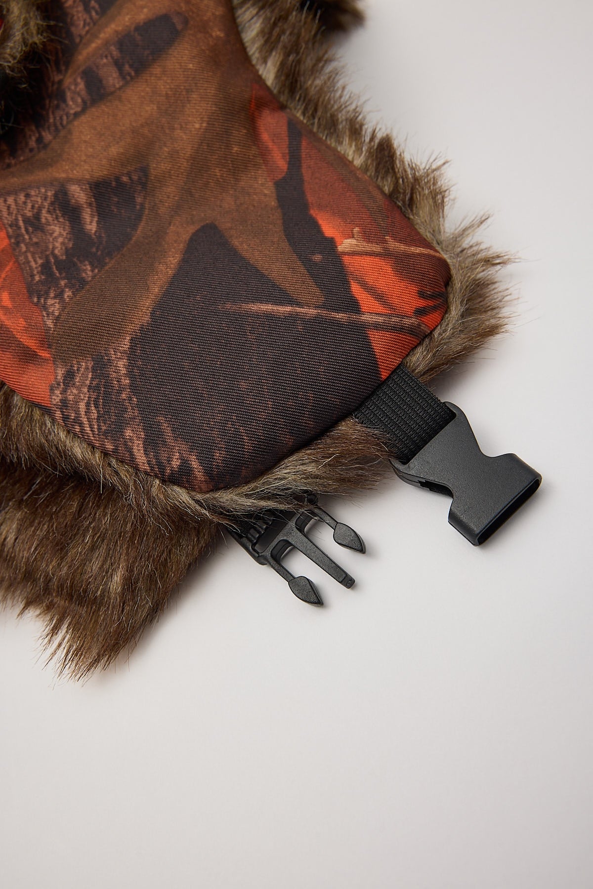 Token Camo Faux Fur Trapper Hat Orange Camo