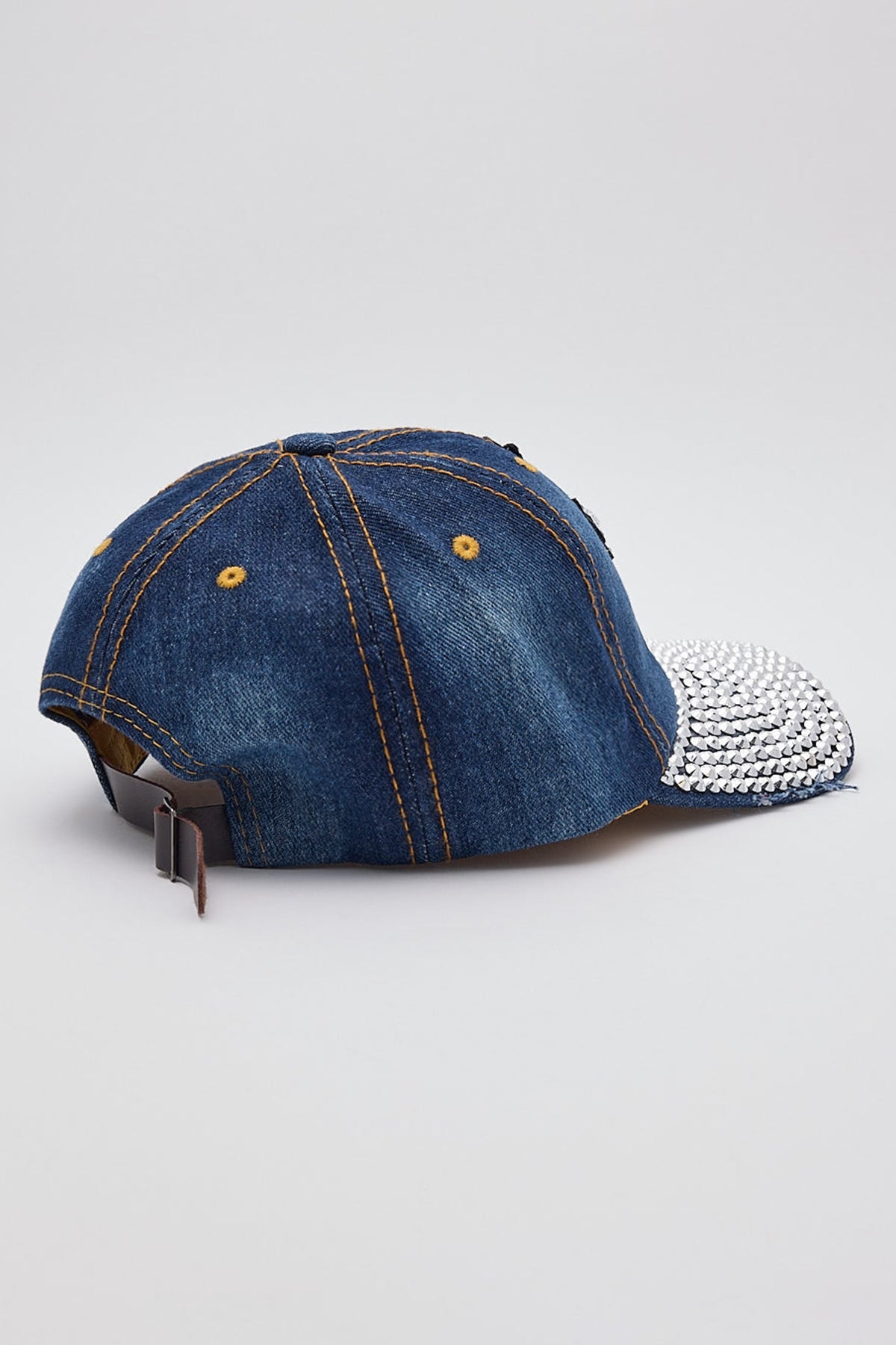 Token Y2K Bedazzled Denim Cap Dark Blue Denim