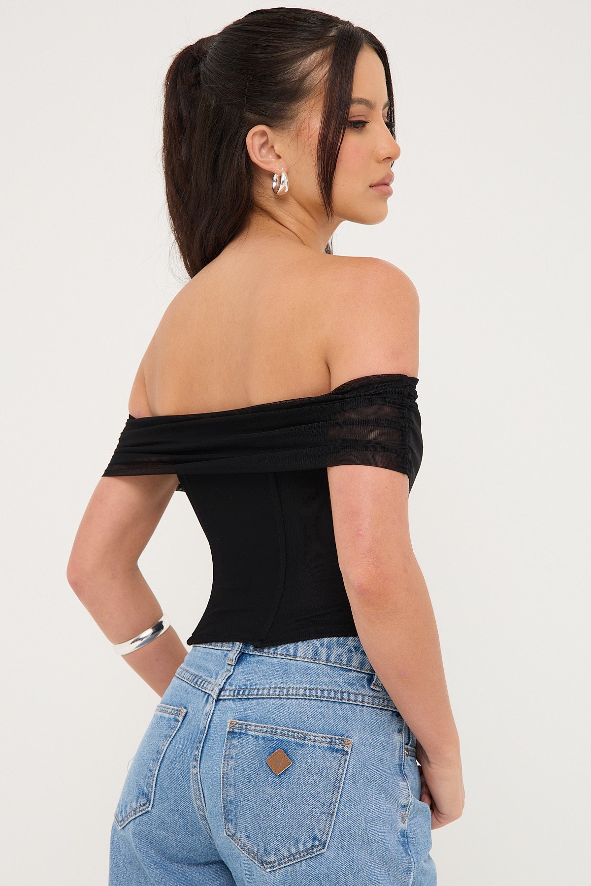 Luck & Trouble Elyse Off Shoulder Corset Top Black