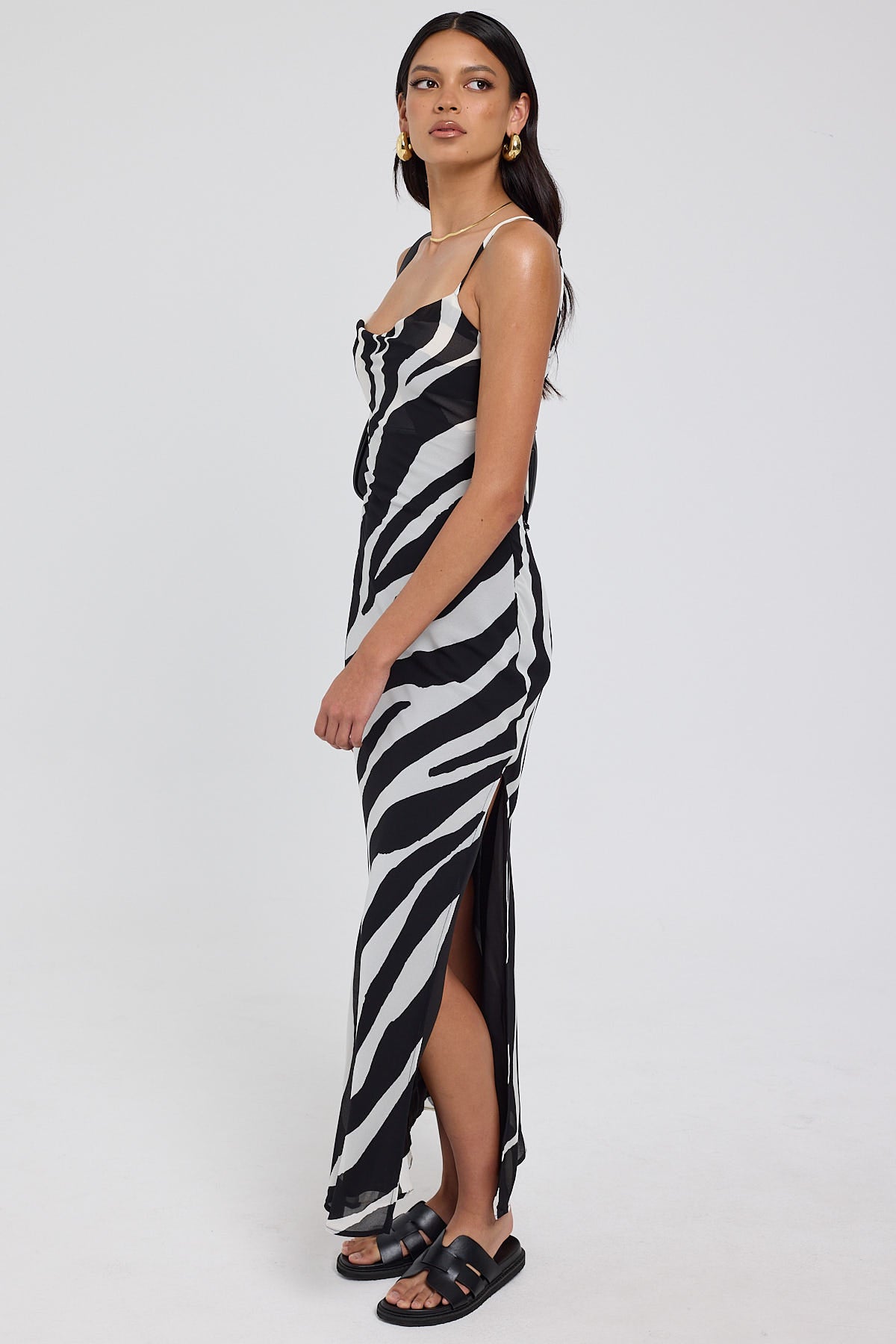 Perfect Stranger Zebby Chiffon Maxi Dress Zebra