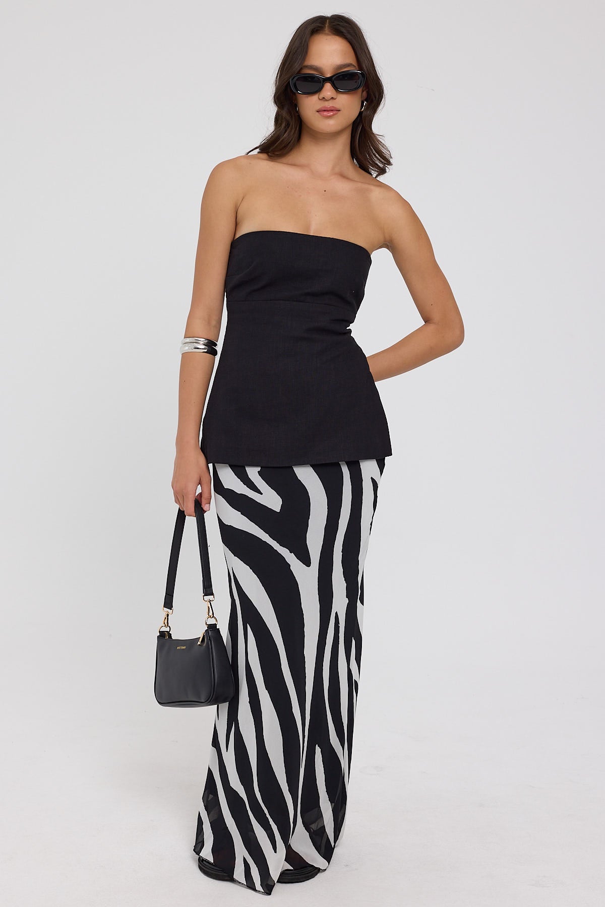 Perfect Stranger Zebby Chiffon Midi Skirt Zebra