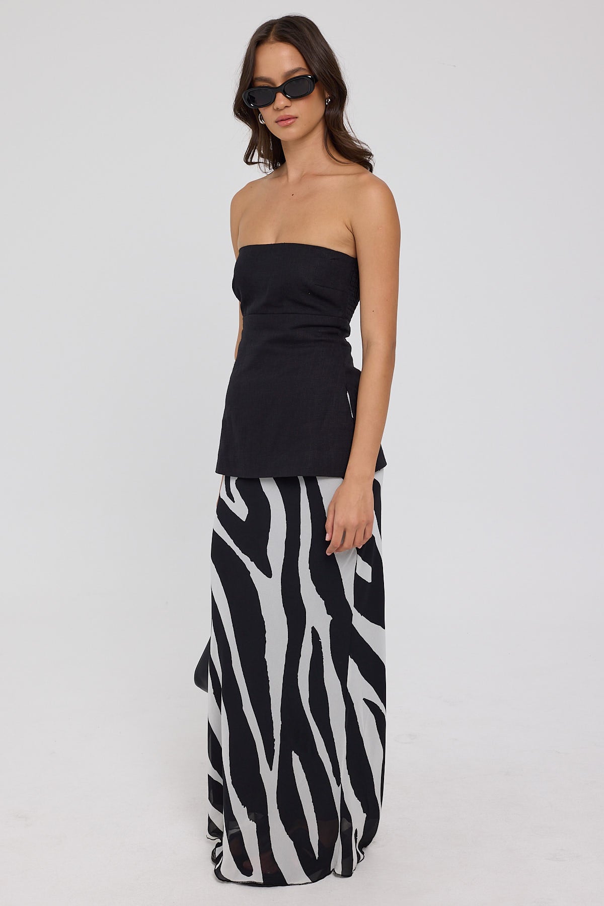 Perfect Stranger Zebby Chiffon Midi Skirt Zebra