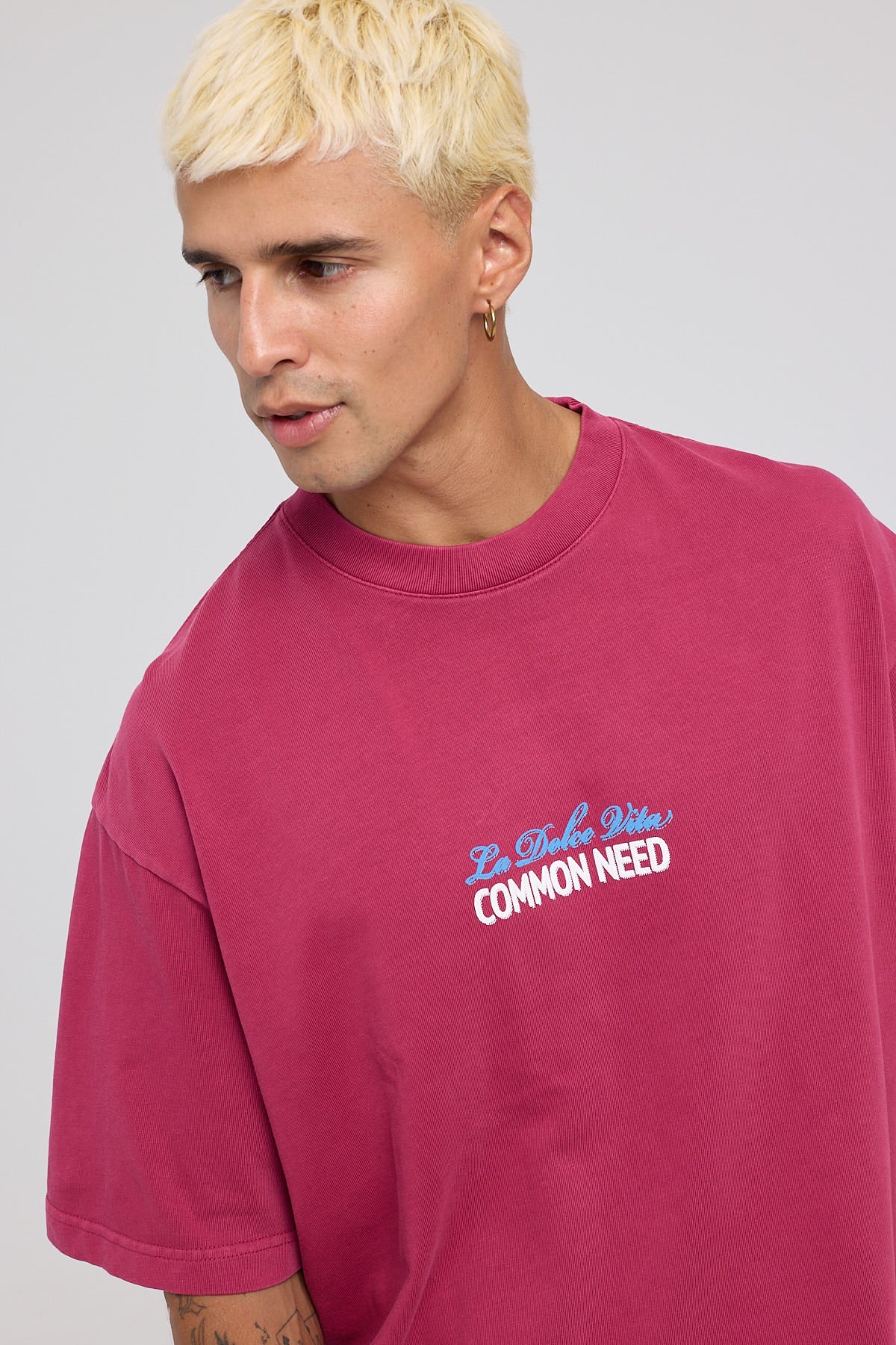 Common Need Dolce Vita Heavyweight Boxy Tee Washed Berry