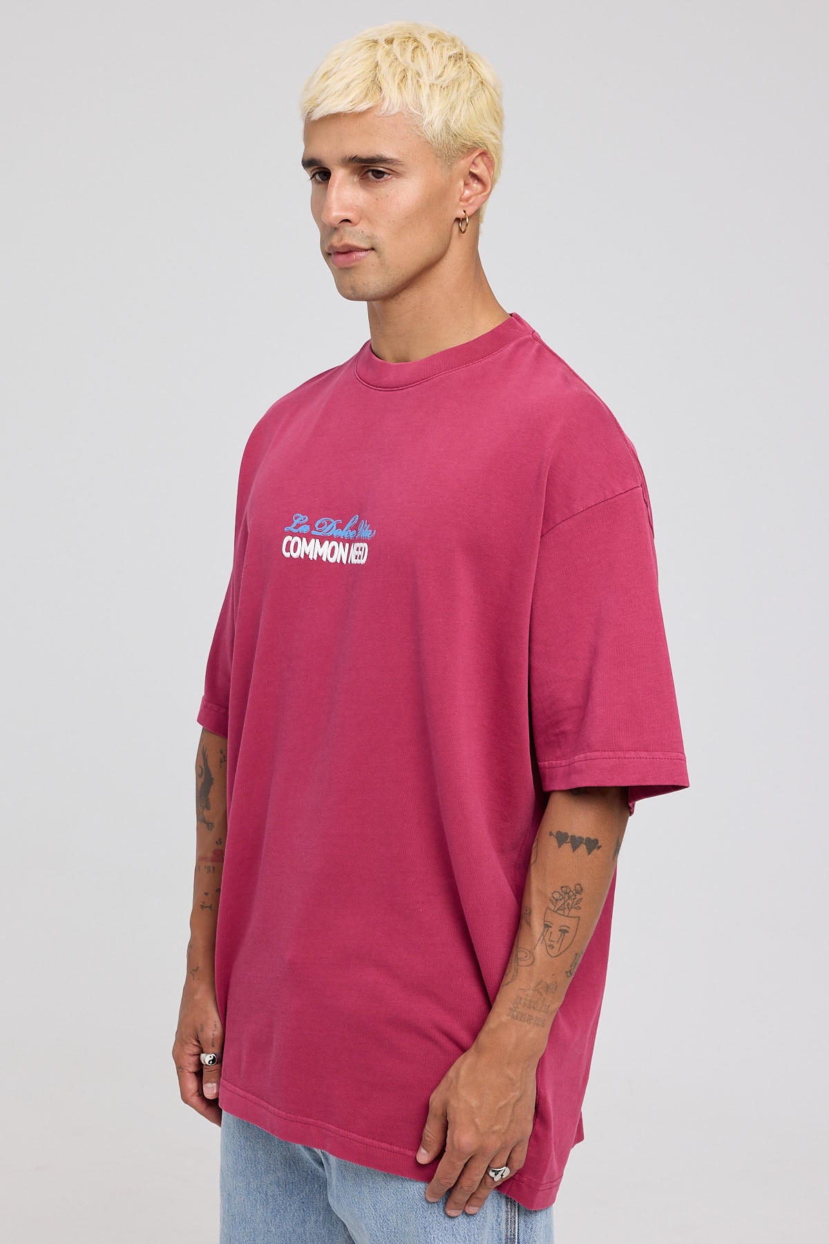 Common Need Dolce Vita Heavyweight Boxy Tee Washed Berry