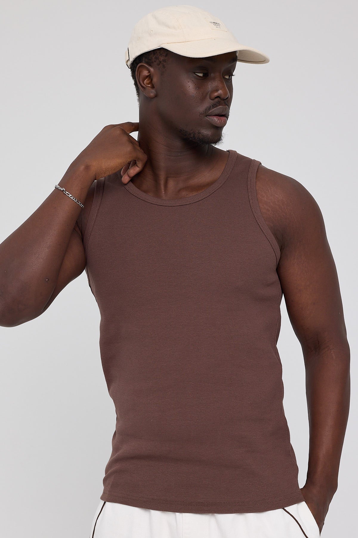 Common Need Scoop Neck Singlet Tank Coffee Brown