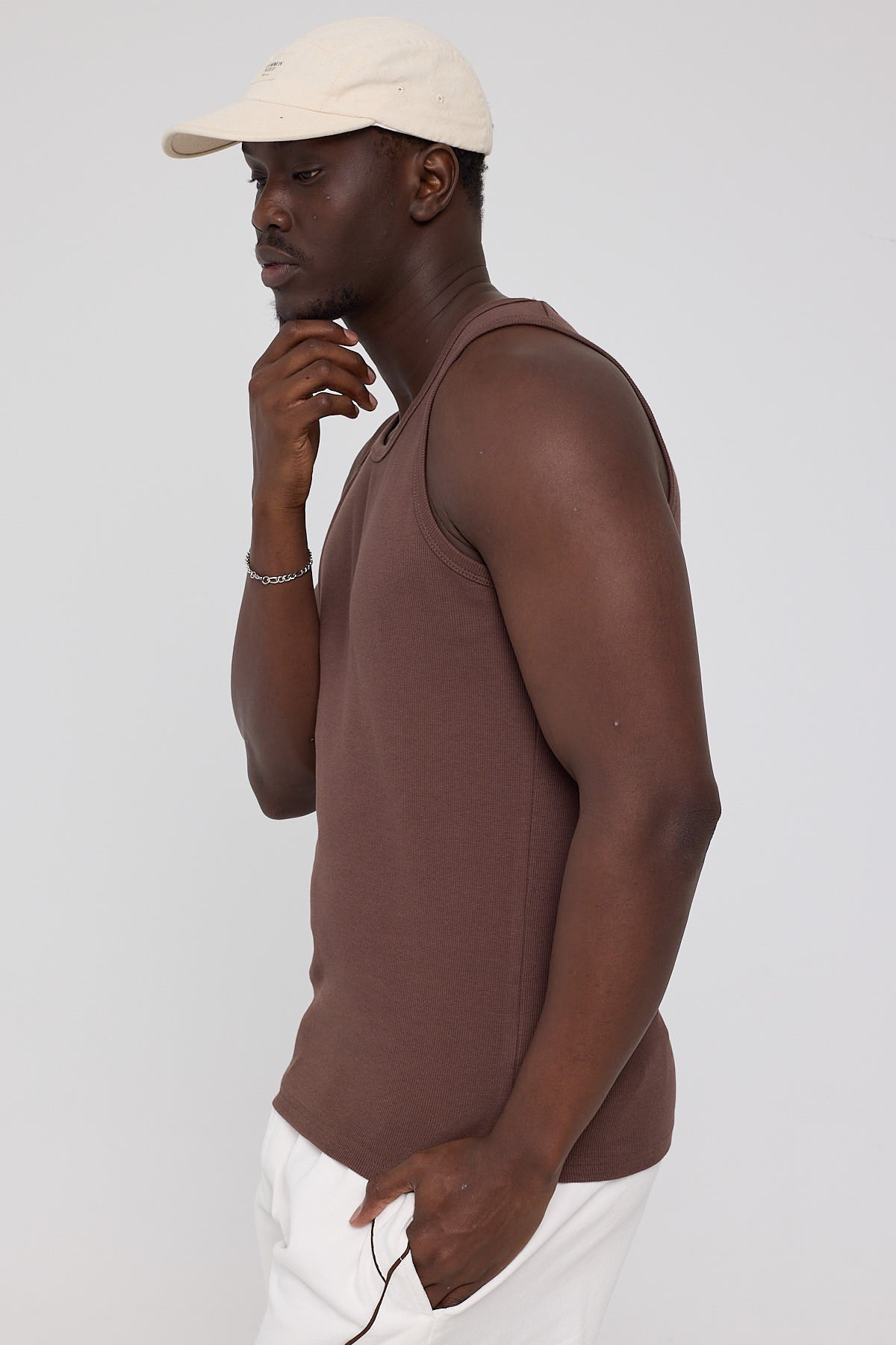 Common Need Scoop Neck Singlet Tank Coffee Brown